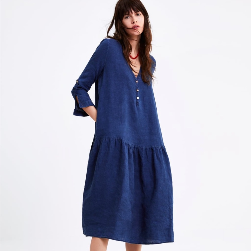 Zara Blue Ruffle Dress